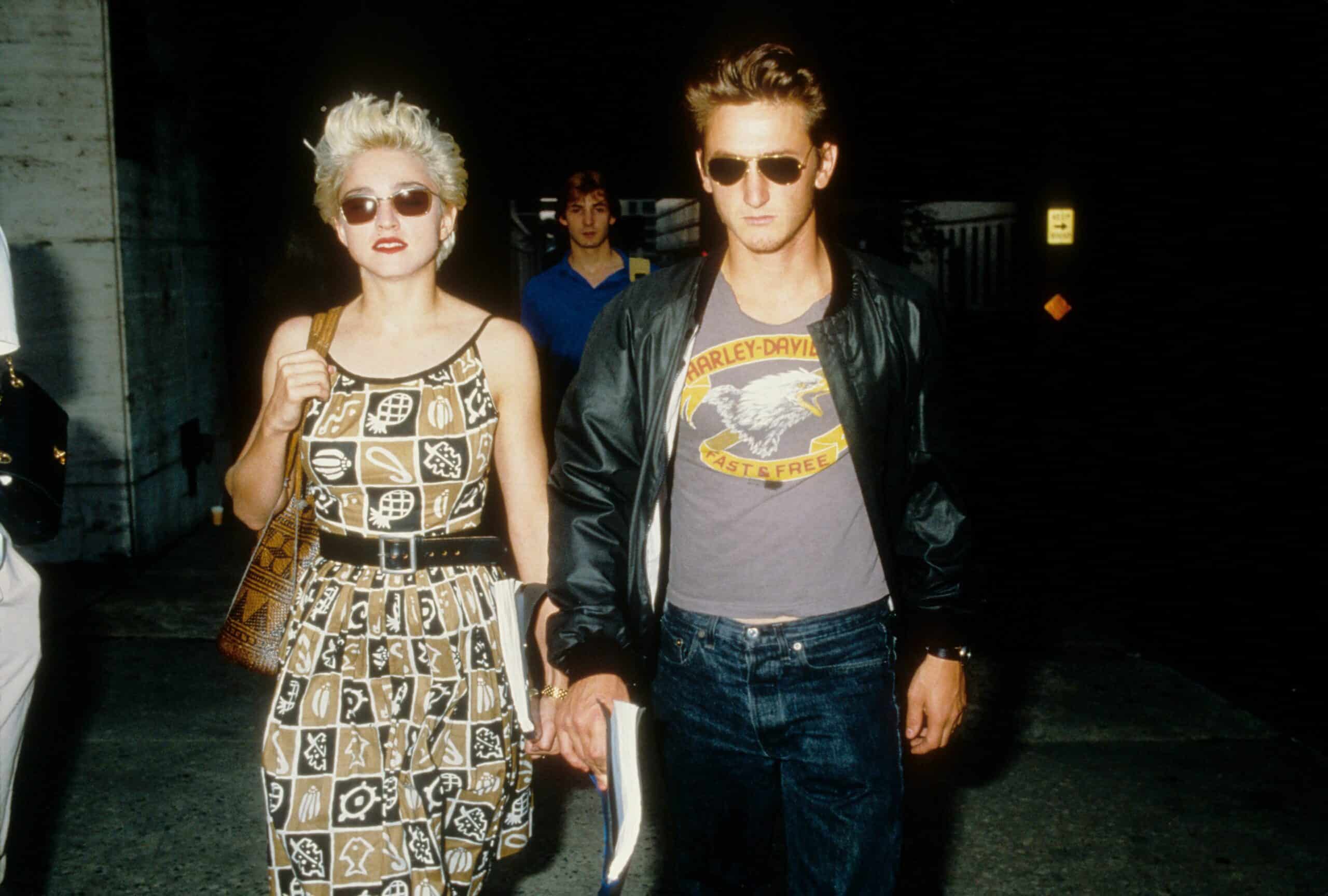 NEW YORK - AUGUST 1986: Acting couple Madonna and Sean Penn leave rehearsals for their play 'Goose and Tom Tom' in August 1986 in New York City, New Yor