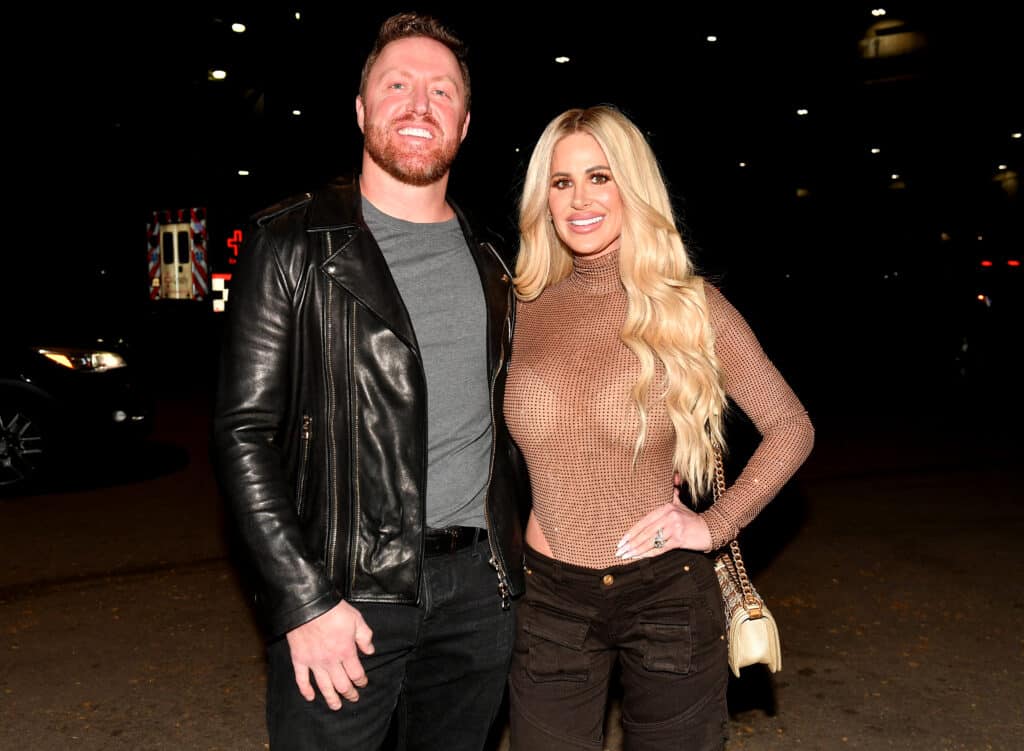 Kroy Biermann and Kim Zolciak-Biermann are seen arriving outside the Post Malone concert at State Farm Arena on October 18, 2022 in Atlanta, Georgia.