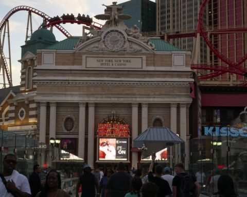 The New York-New York hotel and casino in Las Vegas, Nevada, US, on Friday, July 28, 2023. MGM Resorts International is scheduled to release earnings figures on August 2.