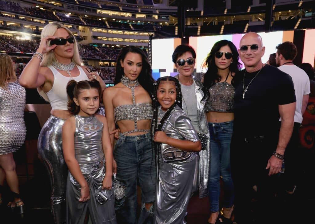 Khloé Kardashian, Penelope Disick, Kim Kardashian, North West, Kris Jenner, Lauren Sanchez and Jeff Bezos attend the "RENAISSANCE WORLD TOUR" at SoFi Stadium on September 04, 2023 in Inglewood, California.
