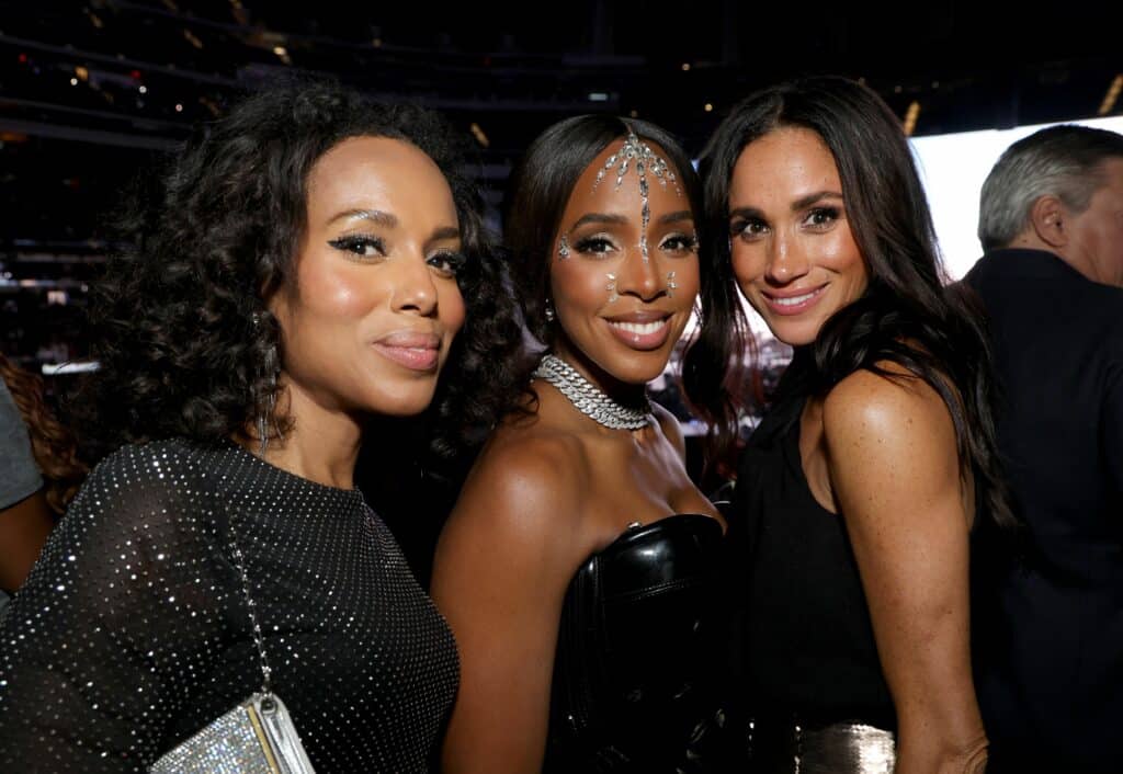 Kerry Washington, Kelly Rowland and Meghan, Duchess of Sussex, attend the "RENAISSANCE WORLD TOUR" at SoFi Stadium on September 04, 2023 in Inglewood, California.