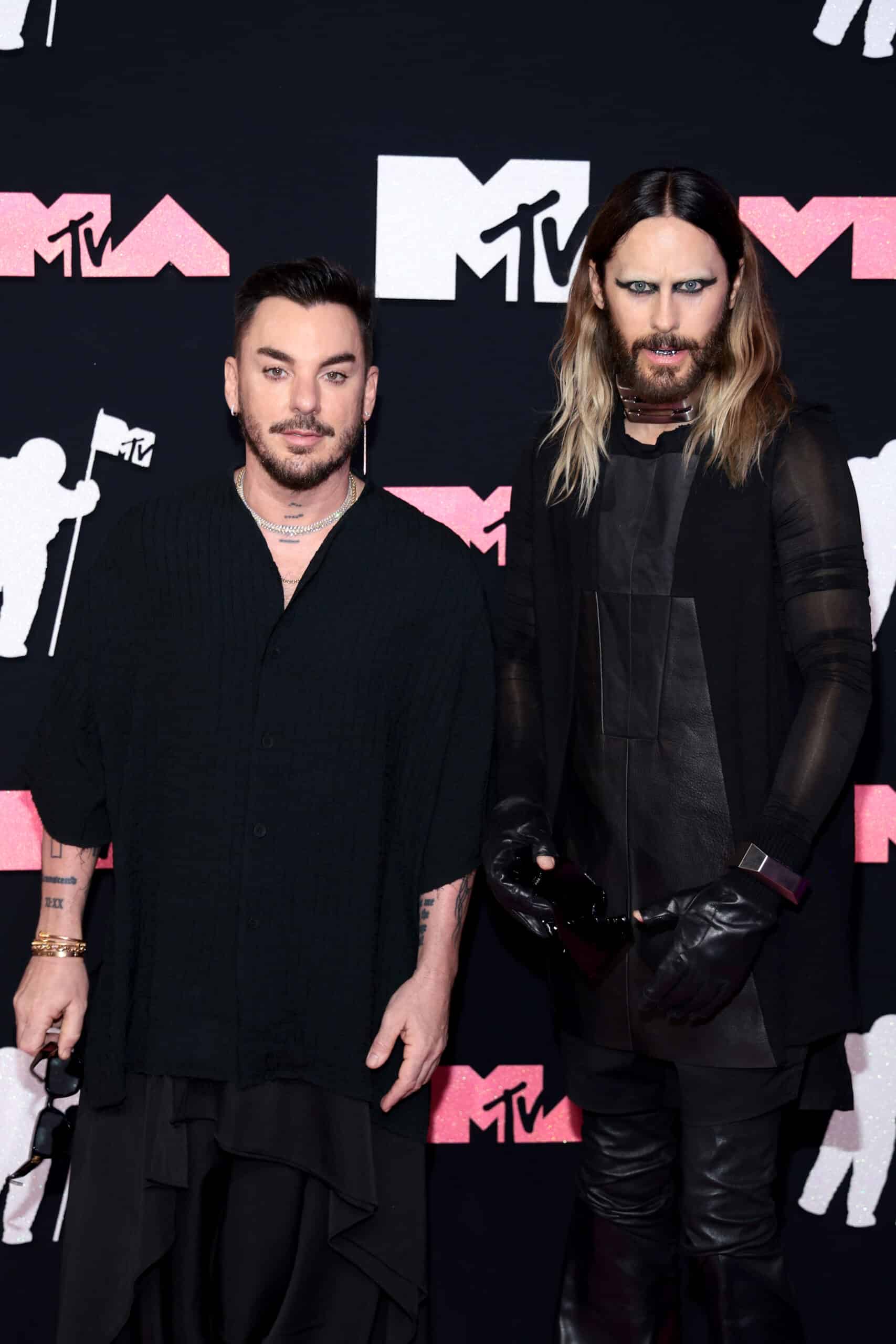 NEWARK, NEW JERSEY - SEPTEMBER 12: (L-R) Shannon Leto and Jared Leto of Thirty Seconds to Mars attend the 2023 MTV Video Music Awards at the Prudential Center on September 12, 2023 in Newark, New Jersey. 