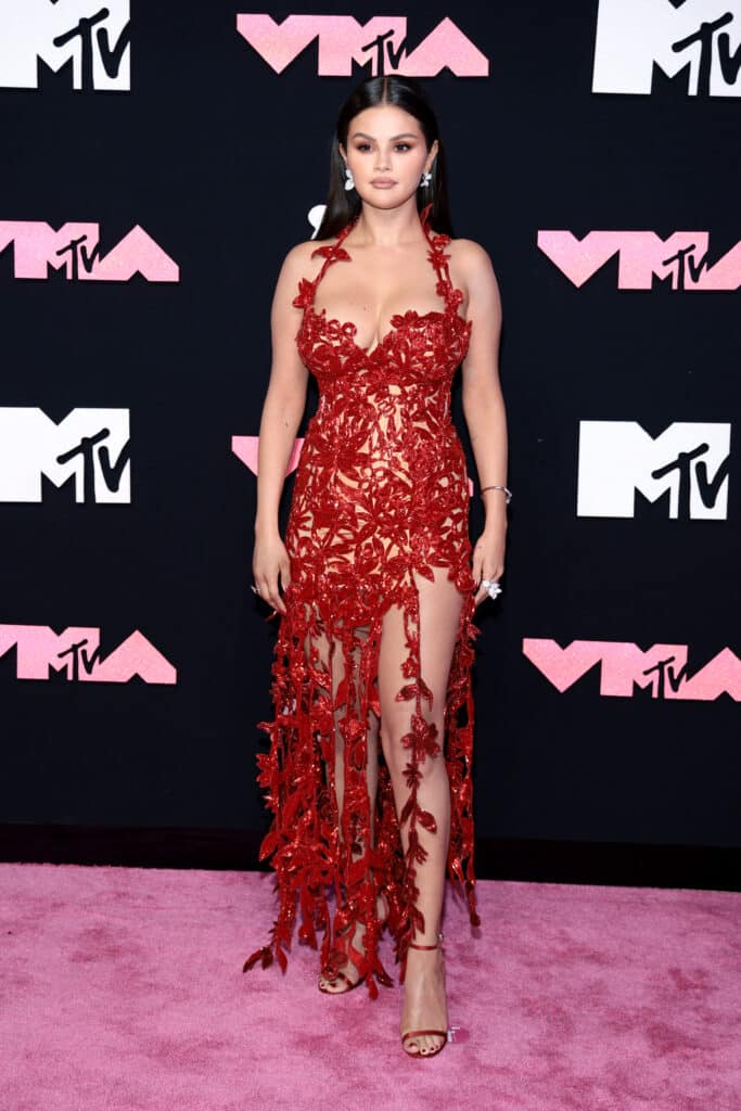 NEWARK, NEW JERSEY - SEPTEMBER 12: Selena Gomez attends the 2023 MTV Video Music Awards at the Prudential Center on September 12, 2023 in Newark, New Jersey.