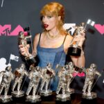 NEWARK, NEW JERSEY - SEPTEMBER 12: Taylor Swift is seen backstage during the 2023 MTV Video Music Awards at Prudential Center on September 12, 2023 in Newark, New Jersey.