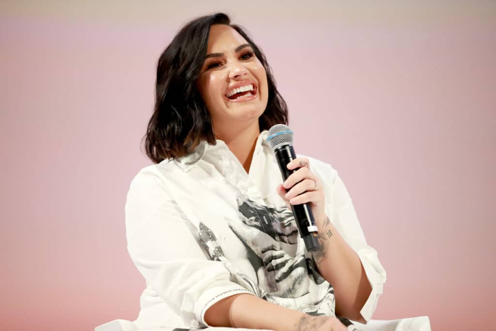 Demi Lovato speaks on stage at the Teen Vogue Summit 2019 at Goya Studios on November 02, 2019 in Los Angeles, California.
