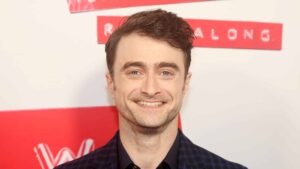 NEW YORK, NEW YORK - OCTOBER 8: Daniel Radcliffe poses at the opening night of Stephen Sondheim's "Merrily We Roll Along" on Broadway at The Hudson Theater on October 8, 2023 in New York City.