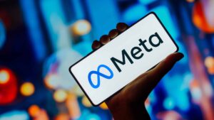 BRAZIL - 2023/10/23: In this photo illustration, the Meta Platforms logo is displayed on a smartphone screen.