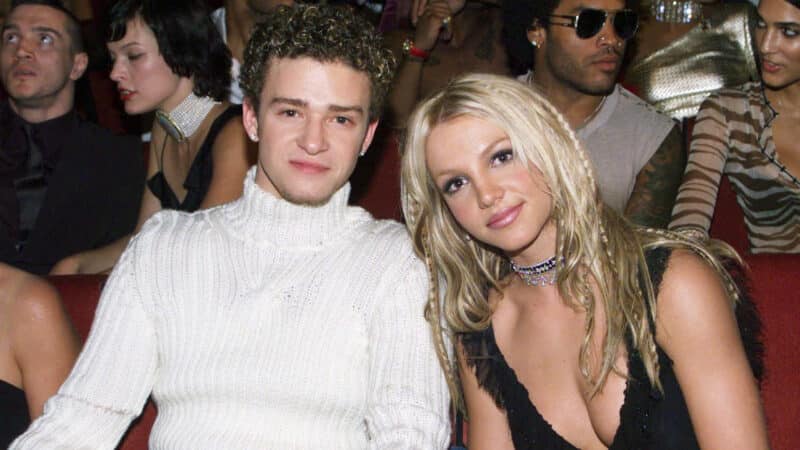 Singers Britney Spears and Justin Timberlake in the audience at the 2000 MTV Music Video Awards in New York, in the United States of America on the 7th of September 2000.