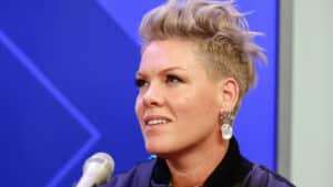 P!nk is interviewed during her visit to SiriusXM Studios on February 22, 2023 in New York City.