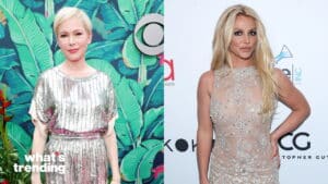 Michelle Williams in a silver dress and Britney Spears in a sheer embellished gown at separate events