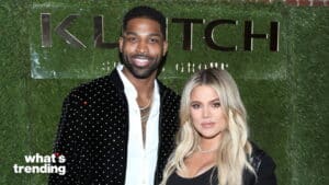Tristan Thompson and Khloé Kardashian posing at a Klutch Sports Group event