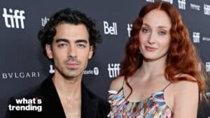 Joe Jonas and Sophie Turner posing at the Toronto International Film Festival red carpet event