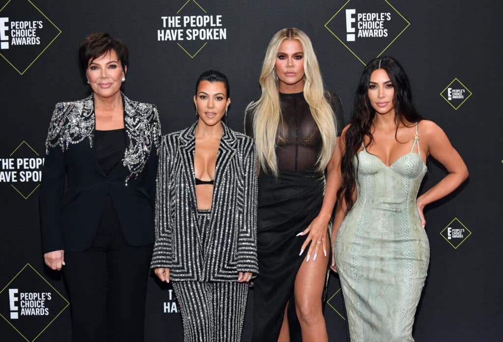 Kris Jenner, Kourtney Kardashian, Khloé Kardashian, and Kim Kardashian West arrive to the 2019 E! People's Choice Awards held at the Barker Hangar on November 10, 2019