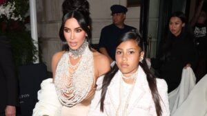 Kim Kardashian and North West are seen leaving the Ritz Hotel on May 01, 2023 in New York City.