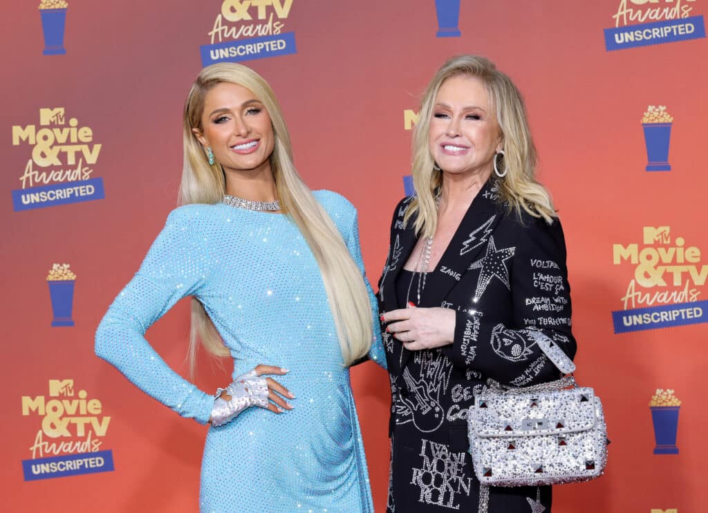 In this image released on June 5, (L-R) Paris Hilton and Kathy Hilton attend the 2022 MTV Movie & TV Awards: UNSCRIPTED at Barker Hangar in Santa Monica, California and broadcast on June 5, 2022.