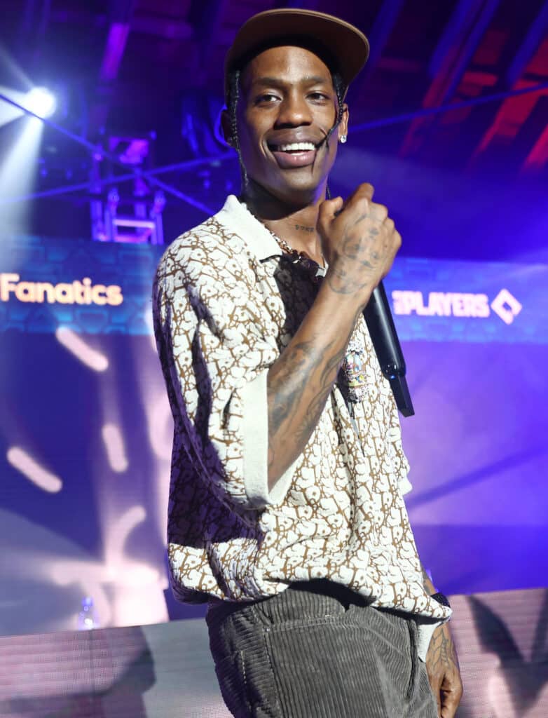 Travis Scott performs onstage during the “Players Party” co-hosted by Michael Rubin, MLBPA and Fanatics at City Market Social House on July 18, 2022 in Los Angeles, California.