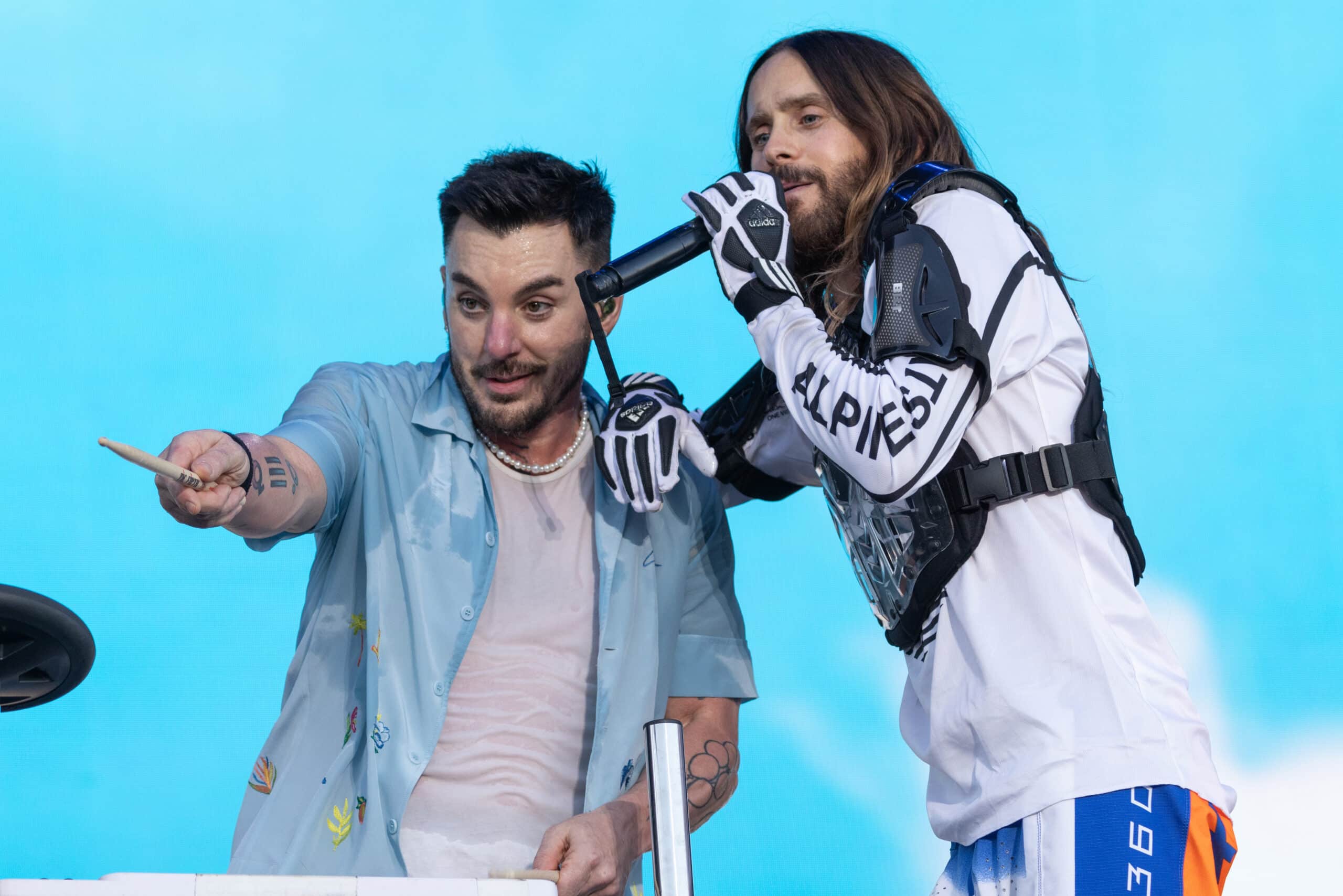 AUSTIN, TEXAS - OCTOBER 14: Shannon Leto (L) and Jared Leto of Thirty Seconds to Mars perform onstage during weekend two, day two of Austin City Limits Music Festival at Zilker Park on October 14, 2023 in Austin, Texas.