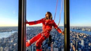 NEW YORK, NEW YORK - NOVEMBER 08: Jared Leto climbs The Empire State Building on November 08, 2023 in New York City.