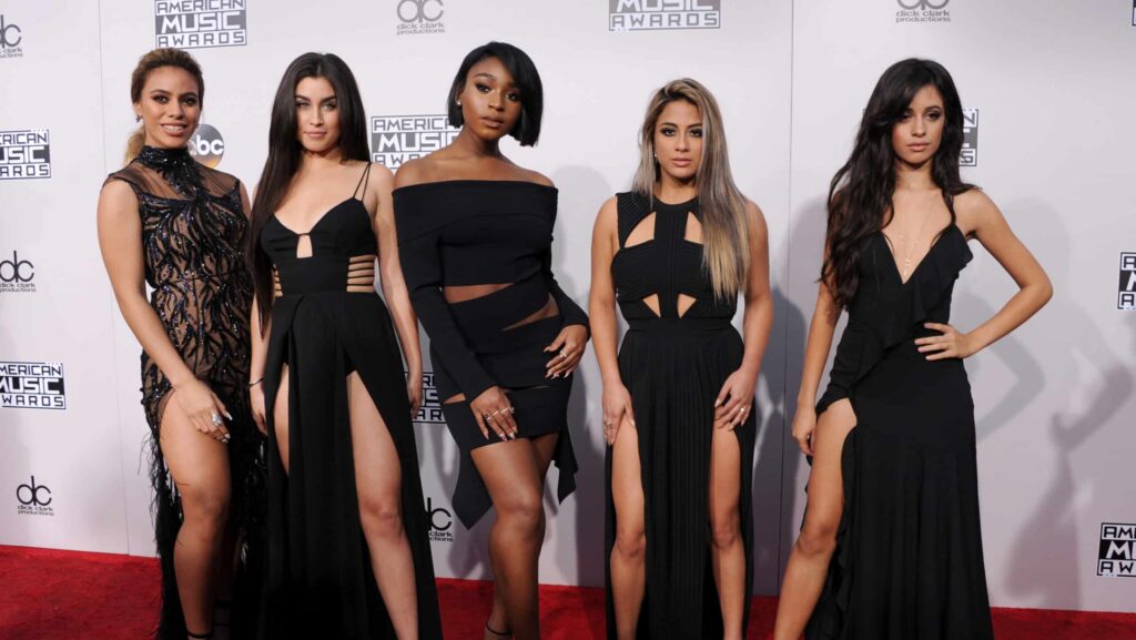 Singers Dinah Jane Hansen, Lauren Jauregui, Normani Hamilton, Ally Brooke and Camila Cabello of Fifth Harmony arrive at the 2016 American Music Awards at Microsoft Theater on November 20, 2016 in Los Angeles, California.