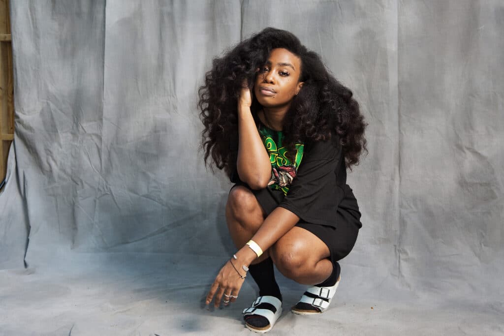 SZA poses for a portrait backstage during day 2 of the AFROPUNK festival at Commodore Barry Park on August 24, 2014 in Brooklyn, New York.