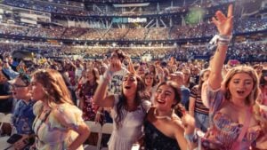 August 07: Fans enjoy Taylor Swift's performance during The Eras Tour at SoFi Stadium in Inglewood Monday, Aug. 7, 2023.