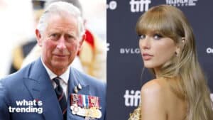 Prince Charles in military uniform and Taylor Swift at TIFF event in a side-by-side image.