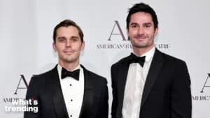 Antoni Porowski and Brent Ridge in black tuxedos at American Ballet Theatre event