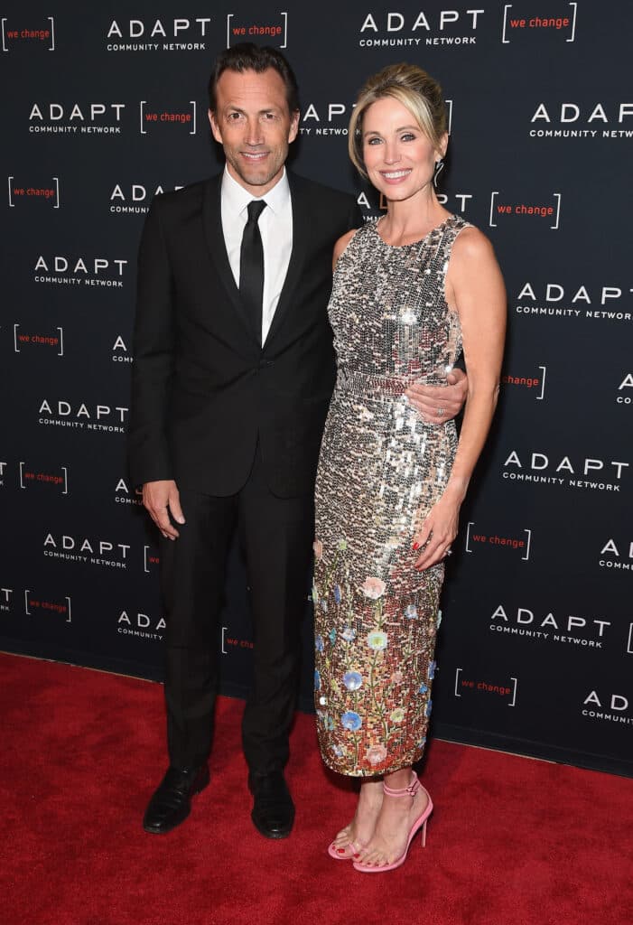 Actor Andrew Shue and event honoree, ABC Television reporter, Amy Robach attend the 2022 ADAPT Leadership Awards gala at Cipriani 42nd Street on March 10, 2022 in New York City.