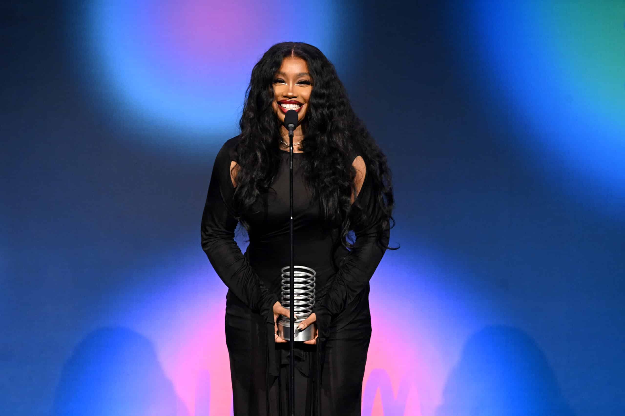NEW YORK, NEW YORK - MAY 15: Sza speaks onstage during the 27th Annual Webby Awards on May 15, 2023 in New York City.