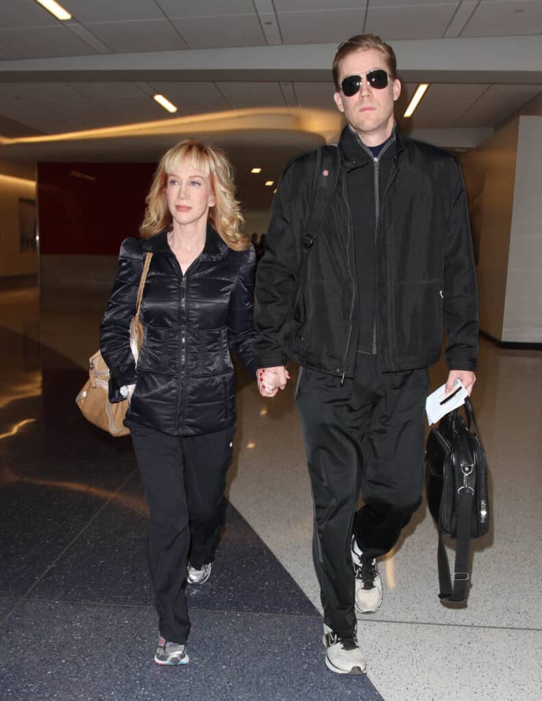 Kathy Griffin and Randy Bick seen at LAX on January 21, 2015 in Los Angeles, California.