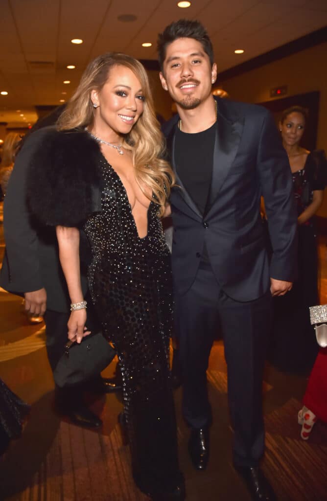 Recording artist Mariah Carey (L) and Bryan Tanaka attend the Clive Davis and Recording Academy Pre-GRAMMY Gala and GRAMMY Salute to Industry Icons Honoring Jay-Z on January 27, 2018 in New York City.
