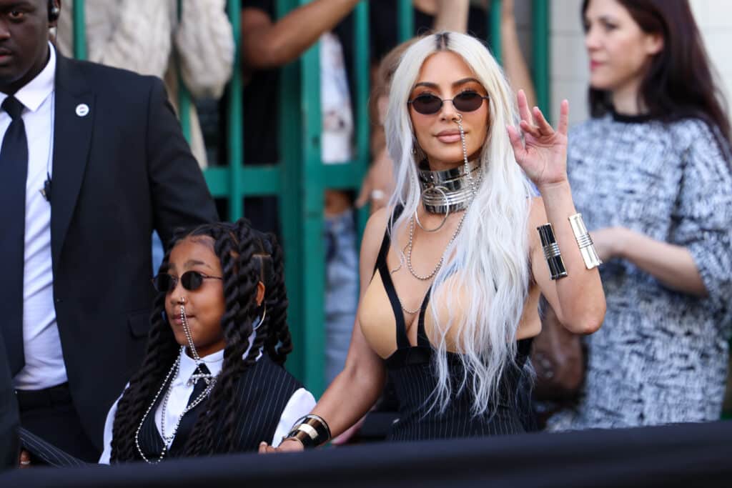 Kim Kardashian and North West attend the Jean Paul Gaultier Couture Fall Winter 2022 2023 show as part of Paris Fashion Week  on July 06, 2022 in Paris, France.