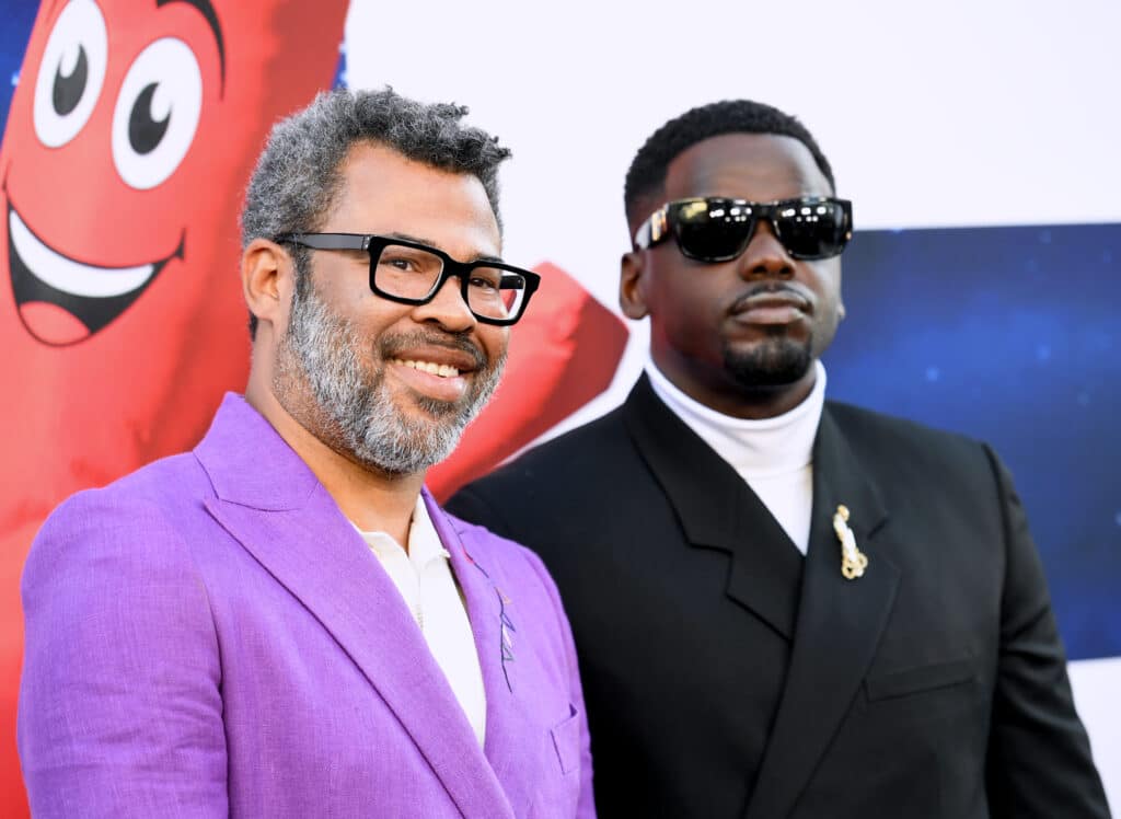 Jordan Peele and Daniel Kaluuya attend the world premiere of Universal Pictures' "NOPE" at TCL Chinese Theatre on July 18, 2022 in Hollywood, California.