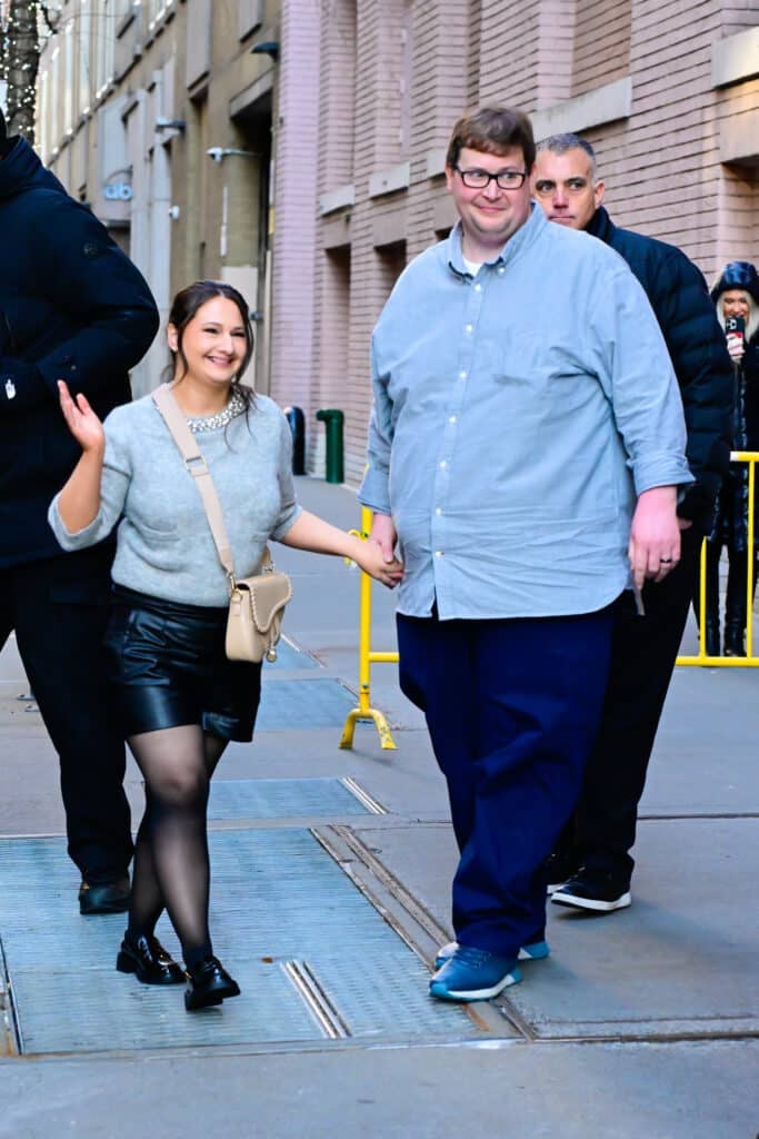 Gypsy Rose Blanchard and Ryan Scott Anderson are seen in midtown on January 05, 2024 in New York City