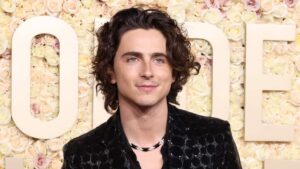 Timothée Chalamet attend the 81st Annual Golden Globe Awards at The Beverly Hilton on January 07, 2024 in Beverly Hills, California.