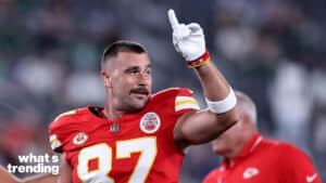 EAST RUTHERFORD, NEW JERSEY - OCTOBER 01: Travis Kelce #87 of the Kansas City Chiefs looks on prior to the game New York Jets at MetLife Stadium on October 01, 2023 in East Rutherford, New Jersey. (Photo by Dustin Satloff/Getty Images)