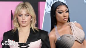 LEFT: NEW YORK, NEW YORK - JANUARY 08: Reneé Rapp attends the Global Premiere of "Mean Girls" at the AMC Lincoln Square Theater on January 08, 2024, in New York, New York. (Photo by John Nacion/Getty Images for Paramount Pictures) RIGHT: LAS VEGAS, NEVADA - MAY 15: Megan Thee Stallion attends the 2022 Billboard Music Awards at MGM Grand Garden Arena on May 15, 2022 in Las Vegas, Nevada. (Photo by Axelle/Bauer-Griffin/FilmMagic)