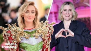 LEFT: NEW YORK, NEW YORK - MAY 06: Saoirse Ronan attends The 2019 Met Gala Celebrating Camp: Notes on Fashion at Metropolitan Museum of Art on May 06, 2019 in New York City. (Photo by Neilson Barnard/Getty Images) RIGHT: SEOUL, SOUTH KOREA - JULY 02: Director Greta Gerwig attends the Seoul Premiere of "Barbie" on July 02, 2023 in Seoul, South Korea. (Photo by Han Myung-Gu/WireImage)