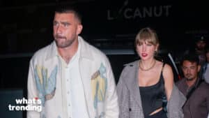 NEW YORK, NEW YORK - OCTOBER 15: Travis Kelce and Taylor Swift arrive at SNL Afterparty on October 15, 2023 in New York City. (Photo by Gotham/GC Images)
