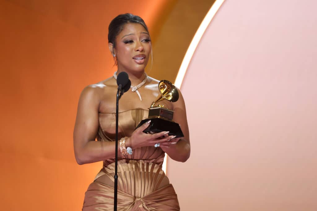 Victoria Monet accepts the Best New Artist award onstage during the 66th GRAMMY Awards at Crypto.com Arena on February 04, 2024 in Los Angeles, California.