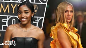LEFT: Ayo Edebiri at the 75th Primetime Emmy Awards held at the Peacock Theater on January 15, 2024 in Los Angeles, California. (Photo by Gilbert Flores/Variety via Getty Images) RIGHT: TORONTO, ONTARIO - SEPTEMBER 07: Jennifer Lopez attends the "Hustlers" premiere during the 2019 Toronto International Film Festival at Roy Thomson Hall on September 07, 2019 in Toronto, Canada. (Photo by Amy Sussman/SHJ2019/WireImage,)