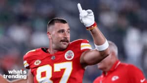 EAST RUTHERFORD, NEW JERSEY - OCTOBER 01: Travis Kelce #87 of the Kansas City Chiefs looks on prior to the game New York Jets at MetLife Stadium on October 01, 2023 in East Rutherford, New Jersey. (Photo by Dustin Satloff/Getty Images)