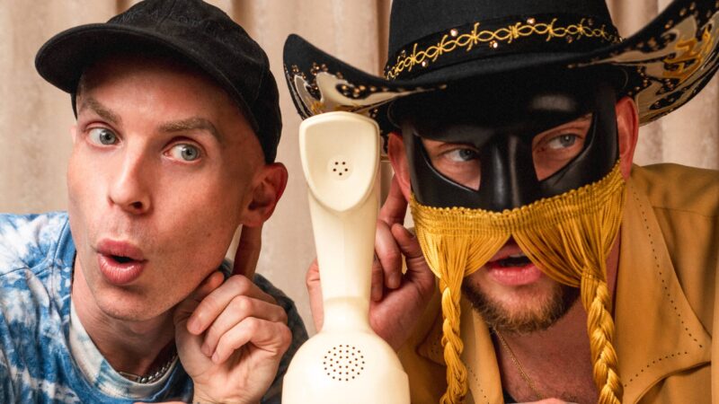 Orville Peck pictured with Katya Zamolodchikova on Grindr's podcast 'Who's The Asshole?"