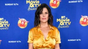 Neve Campbell attends the 2020 MTV Movie & TV Awards: Greatest Of All Time broadcast on December 6, 2020.