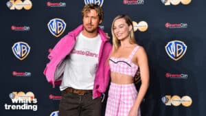 LAS VEGAS, NEVADA - APRIL 25: (L-R) Ryan Gosling and Margot Robbie attend the State of the Industry and Warner Bros. Pictures Presentation at The Colosseum at Caesars Palace during CinemaCon, the official convention of the National Association of Theatre Owners, on April 25, 2023, in Las Vegas, Nevada. (Photo by Alberto E. Rodriguez/Getty Images for CinemaCon)