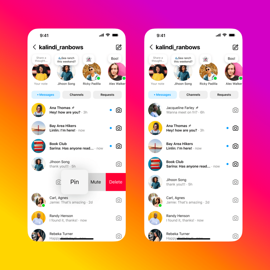 Instagram users now have the ability to pin conversations in DMs.