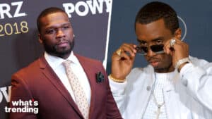 LEFT: WEST HOLLYWOOD, CA - MAY 03: Actor/producer Curtis '50 Cent' Jackson attends For Your Consideration event For Starz's 'Power' at The Jeremy Hotel on May 3, 2018 in West Hollywood, California. (Photo by JC Olivera/Getty Images) RIGHT: Rapper P. Diddy poses backstage during the 44th Annual Grammy Awards at Staples Center February 27, 2002 in Los Angeles, CA. (Photo by Vince Bucci/Getty Images)
