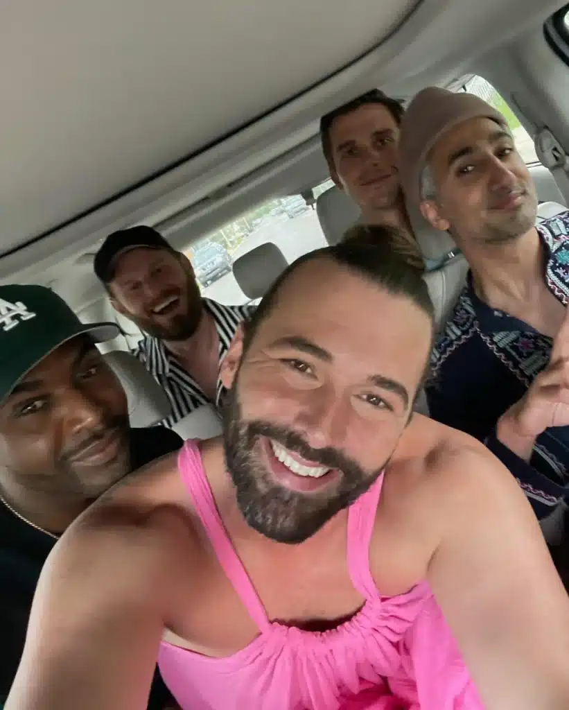 'Queer Eye' cast members Antoni Porowski, Karamo Brown, Tan France, and Bobby Berk pose for a selfie on set. Photo: JVN/Instgram