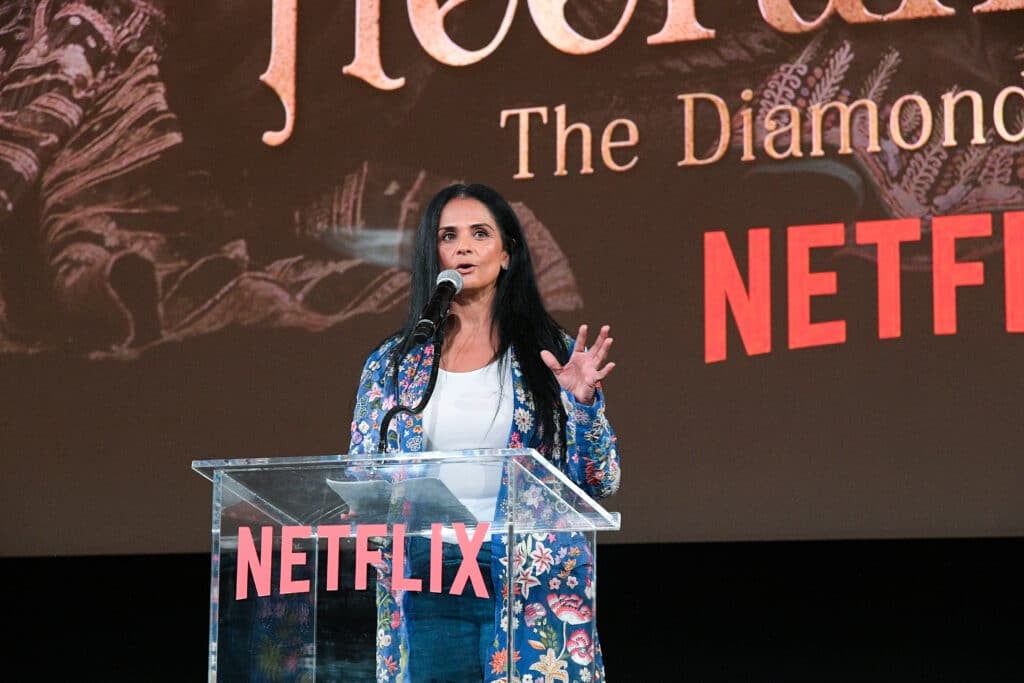 Bela Bajaria, CEO, Netflix speaks onstage during a special screening of Heeramandi: The Diamond Bazaar at The Egyptian Theatre Hollywood on April 29, 2024 in Los Angeles, California.