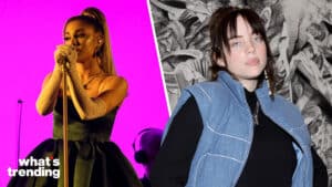 LEFT: LOS ANGELES - JANUARY 26: Ariana Grande Performs at THE 62ND ANNUAL GRAMMY® AWARDS, broadcast live from the STAPLES Center in Los Angeles, Sunday, January 26, 2020 (8:00-11:30 PM, live ET/5:00-8:30 PM, live PT) on the CBS Television Network. (Photo by Monty Brinton/CBS via Getty Images) RIGHT: LOS ANGELES, CALIFORNIA - JANUARY 26: Billie Eilish attends the “Artists Inspired by Music: Interscope Reimagined” Art Exhibit Presented by Interscope Records and LACMA on January 26, 2022 in Los Angeles, California. (Photo by Emma McIntyre/Getty Images for Interscope Records)